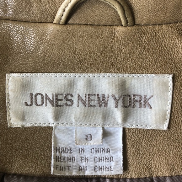 Jones New York 100% Leather Cropped Tan Jacket - Picture 3 of 5